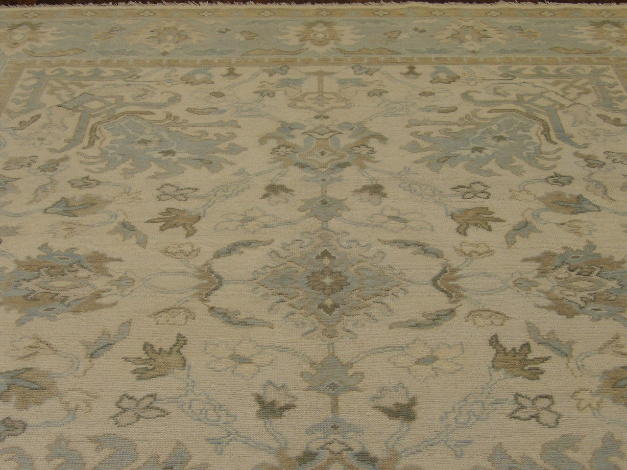 Back of Oushak Chobi Wash hand-knotted rug