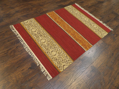Southwestern stripe pattern detail, gold and rust kilim