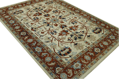 Close-up of wool pile, Beige & Rust rug