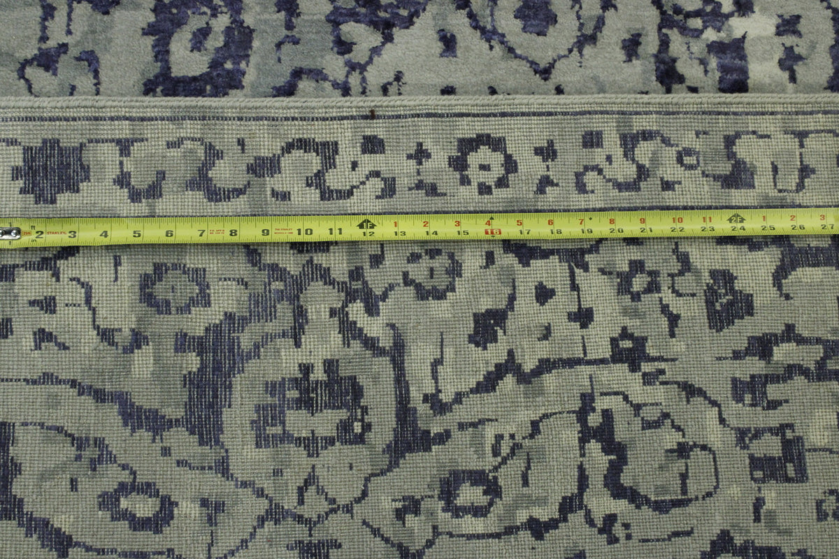 Close-up of wool pile, Blue & Gray rug