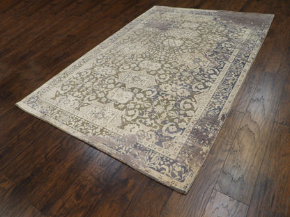 Abstract oxidized pattern detail, beige and purple rug