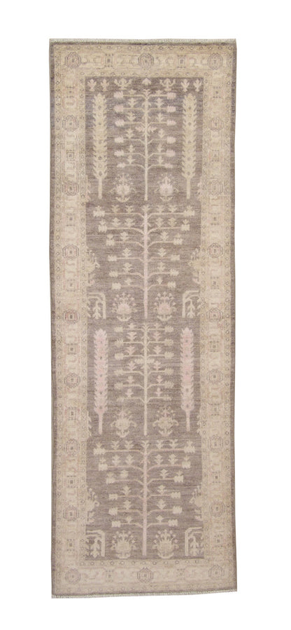 Oushak Chobi hand-knotted wool rug in Brown & Beige, full view