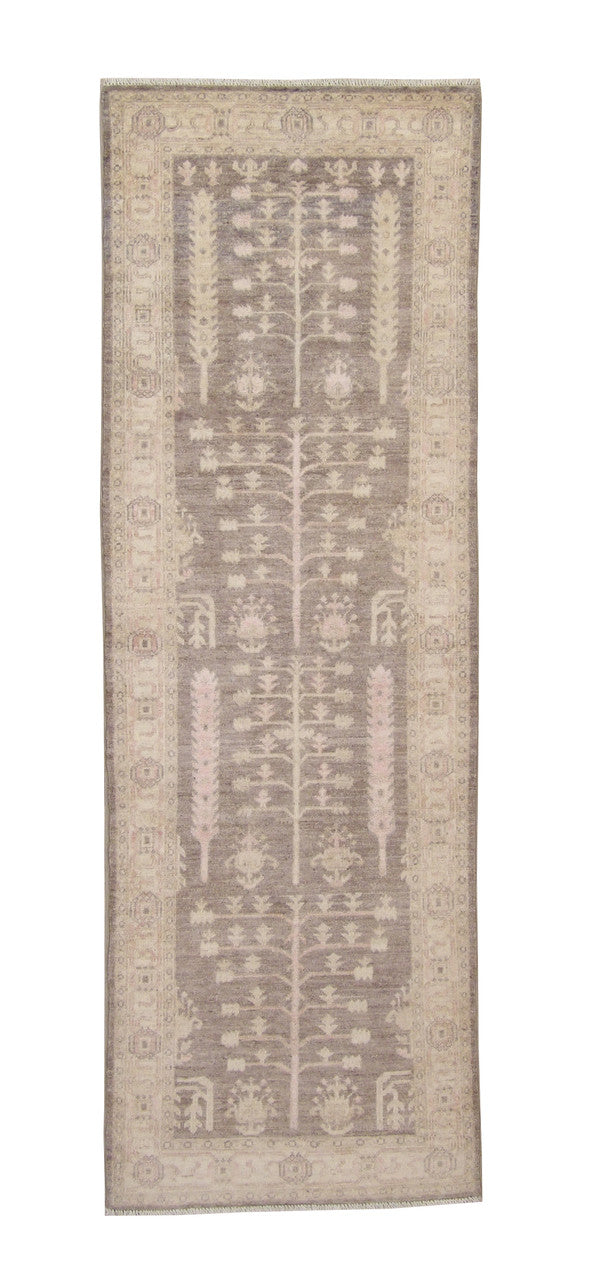 Oushak Chobi hand-knotted wool rug in Brown & Beige, full view