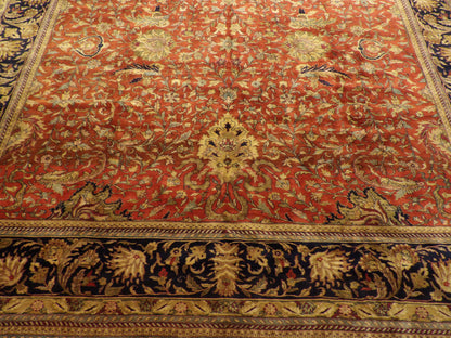 Persian Farhan rug border detail, blue and red