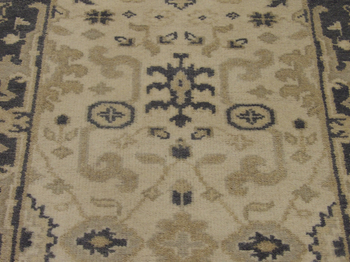 Back of Oushak hand-knotted runner