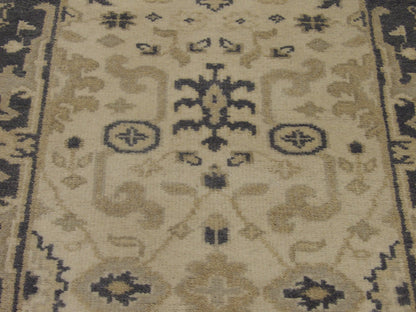 Back of Oushak hand-knotted runner