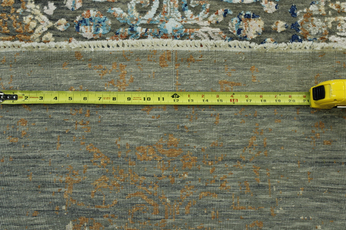 Blue Transitional Abstract Broken Design rug in room setting