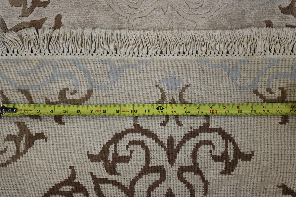 Back of Modern Abusson hand-knotted rug