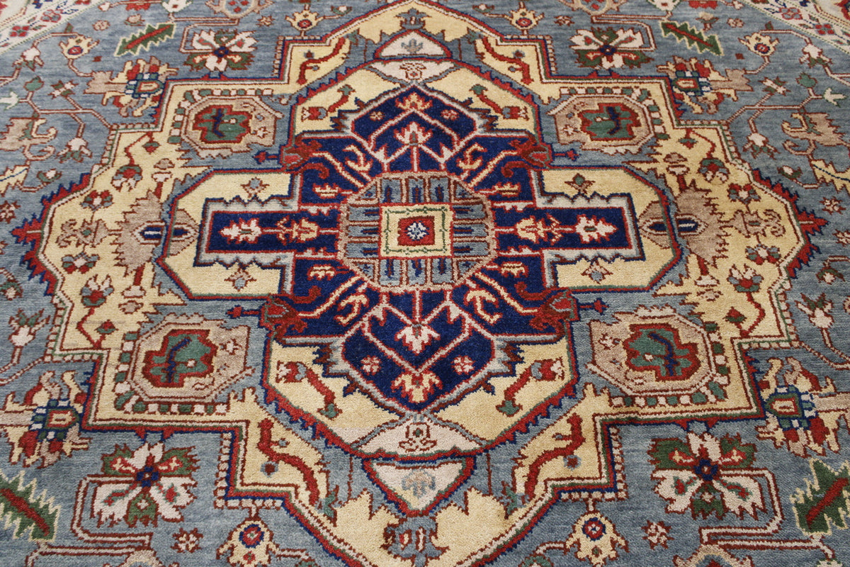 Tribal Indo Heriz rug border detail