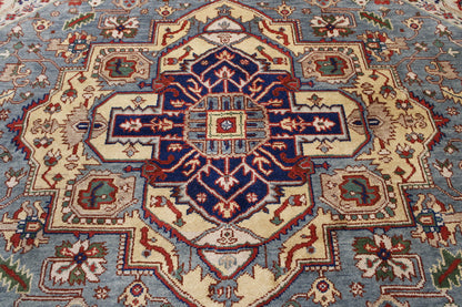 Tribal Indo Heriz rug border detail