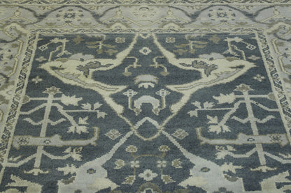 Blue & Gray Oushak Ziegler rug in room setting