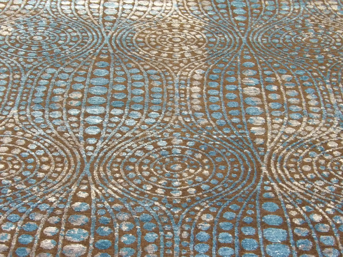 Back of transitional hand-knotted rug