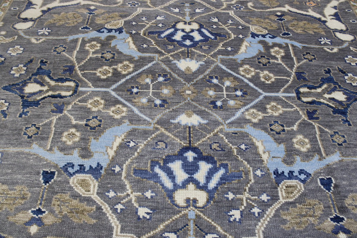 Back of Oushak Colorful Ziegler hand-knotted rug