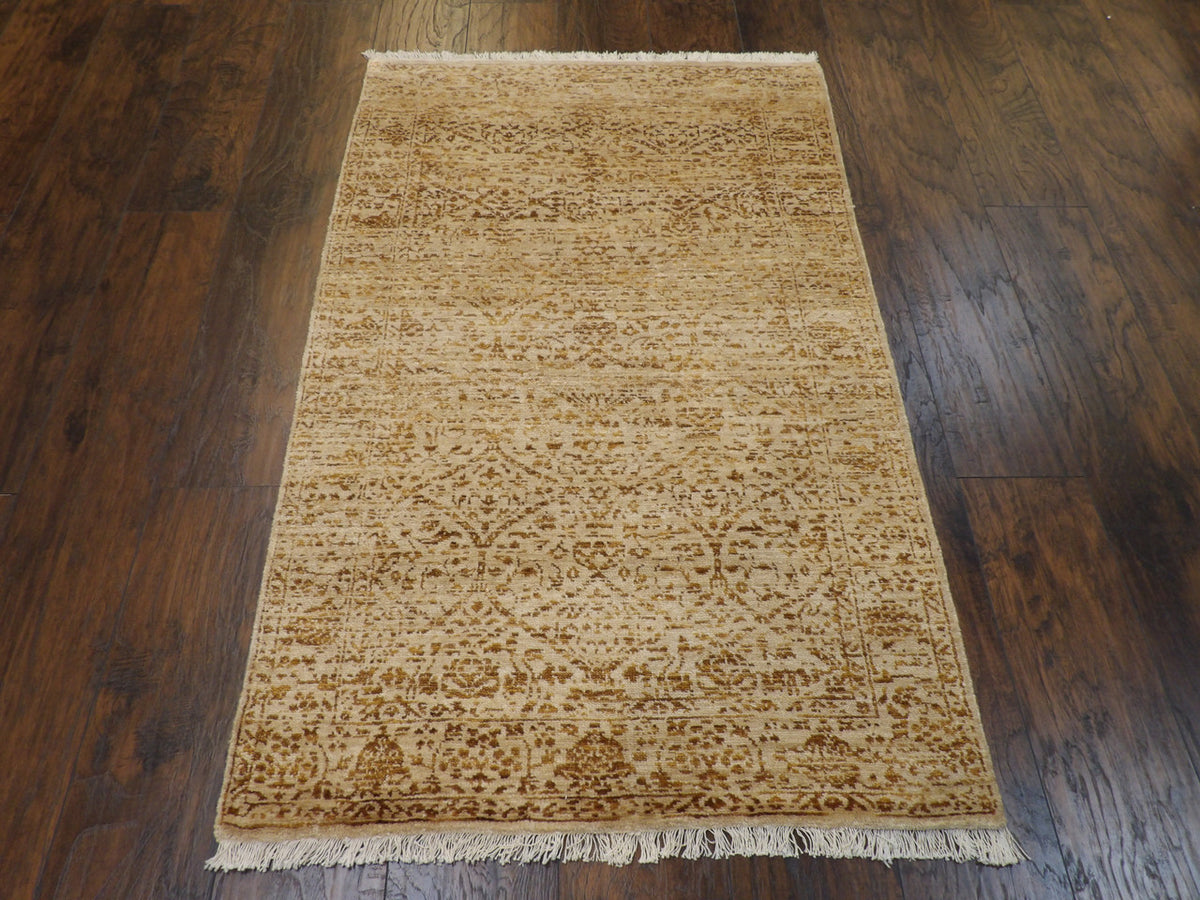 Back of hand-knotted modern rug showing construction