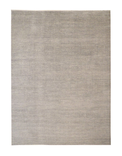 Modern Grass Design hand-knotted wool rug in Gray & Beige, full view