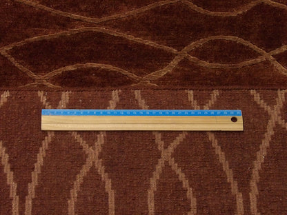Brown & Gold Modern Wave Design High Low rug in room setting