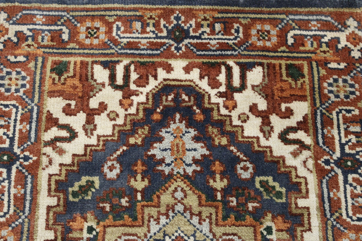 Close-up of wool pile, Blue rug