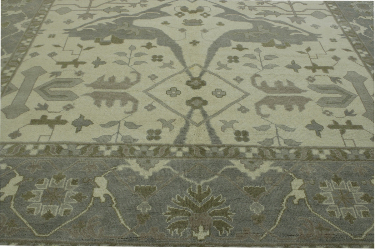 Back of Oushak Ziegler hand-knotted rug