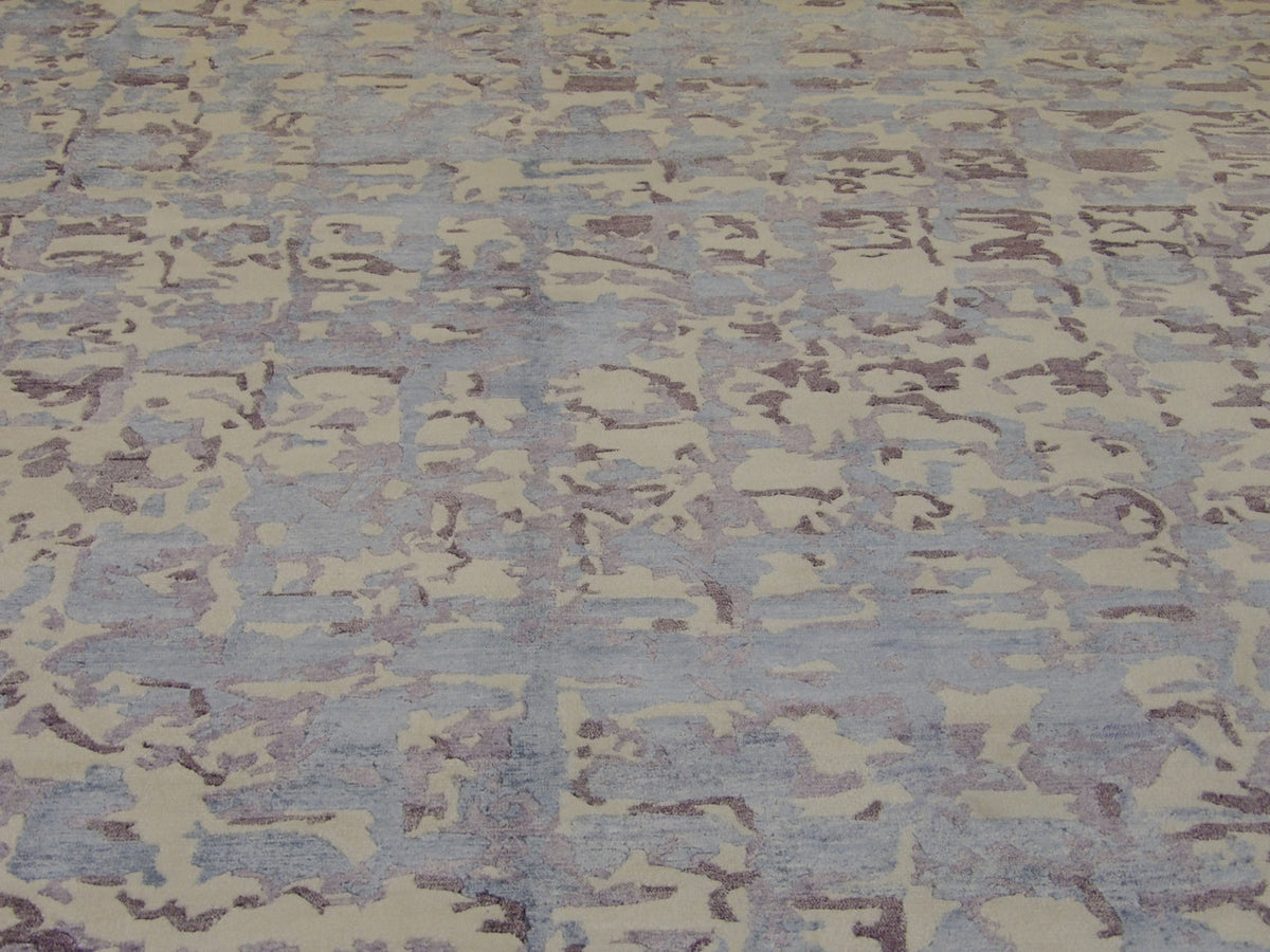 Back of hand-knotted carved rug showing construction