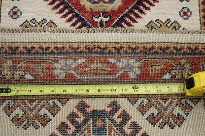 Back of Tribal Super Kazak hand-knotted rug