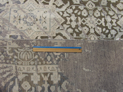 Full room view of modern fine abstract hand-knotted rug