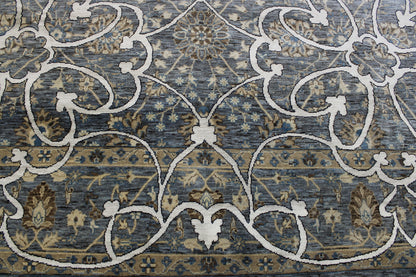 Back of Oushak Indo Agra Chobi hand-knotted rug