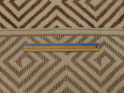 Brown & Beige Transitional Moroccan Floral Diamond Design rug in room setting