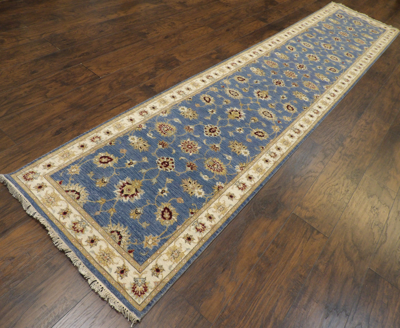 Kashan Traditional hand-knotted wool runner in Beige, 2'6" x 13'7", SKU W1163