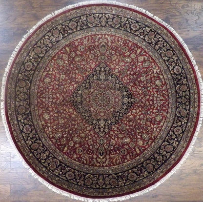 Fine Persian Tabriz hand-knotted wool rug in Black & Red, full view