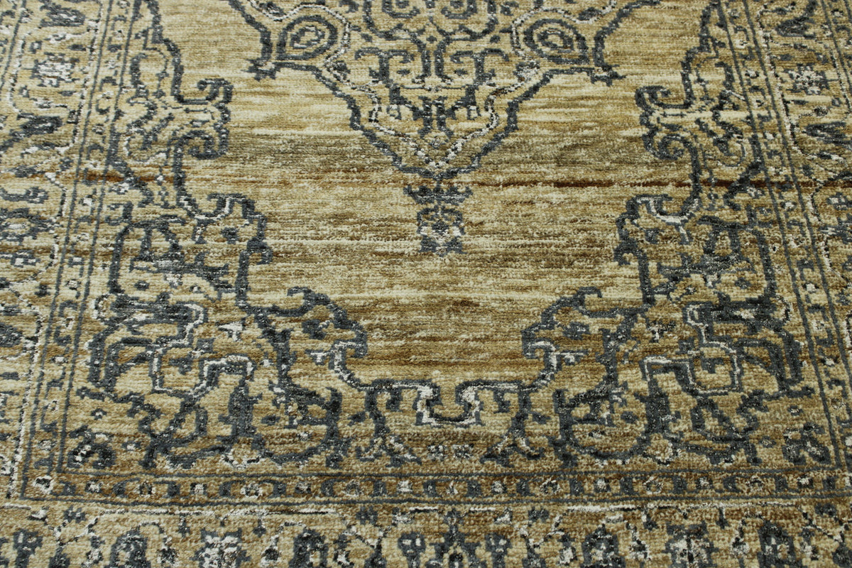 Natural Kerman Design Jute rug corner detail