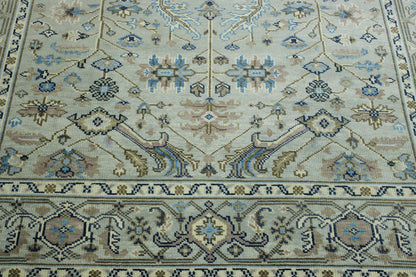 Oushak Colorful Ziegler hand-knotted wool rug in Blue & Gray, full view