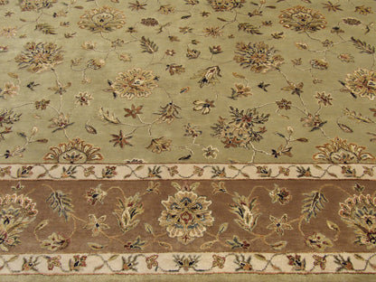 Jaipur Kashan rug border detail, brown and green