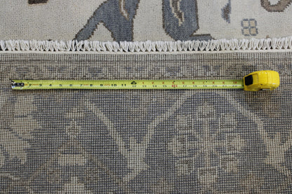 Oushak Ziegler hand-knotted wool rug in Green & Beige, full view