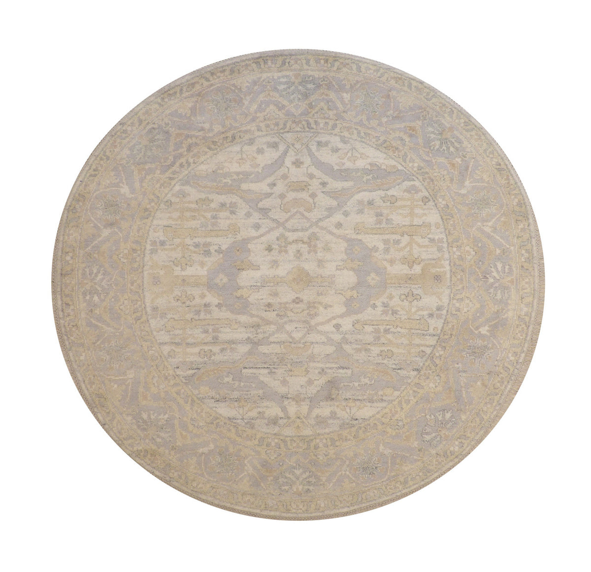 Oushak Indo Ziegler hand-knotted wool rug in Blue & Beige, full view