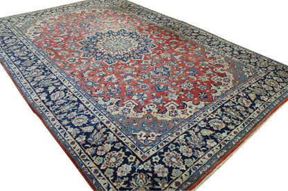Close-up of wool pile, Blue & Red rug