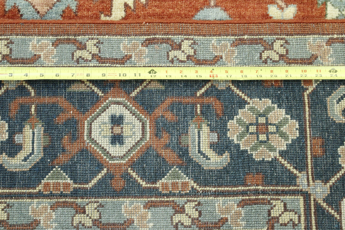 Close-up of wool pile, Blue & Beige rug