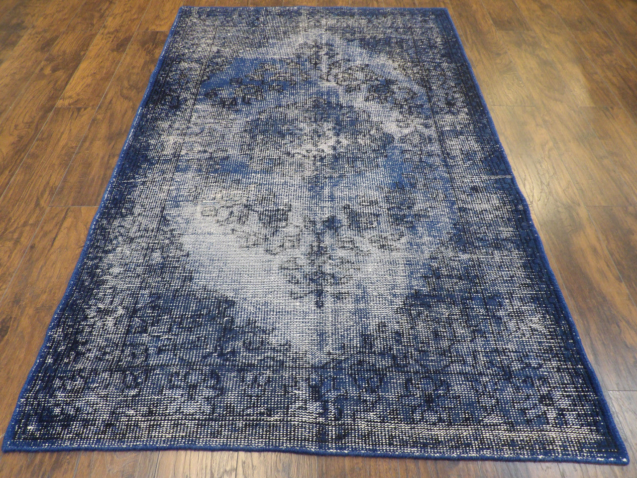 Over Dye Vintage Persian Kerman Design rug corner detail