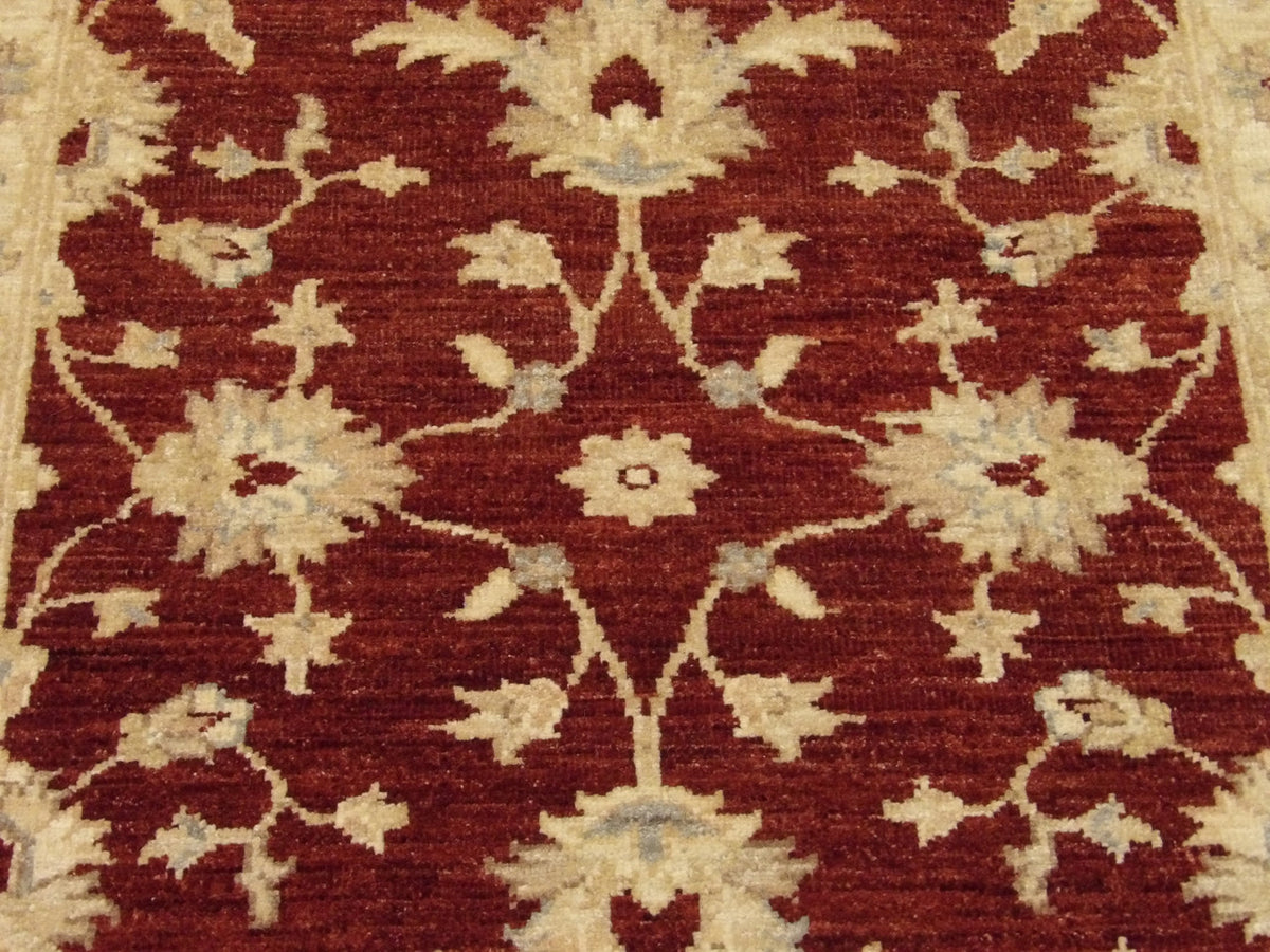 Back of Oushak hand-knotted rug