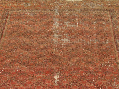 Back of Antique Vintage Worn Out Mir Herati hand-knotted rug