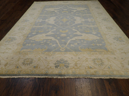 Close-up of wool pile, Blue & Beige rug