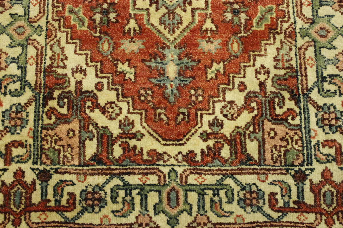 Back of Tribal Indo Heriz hand-knotted rug