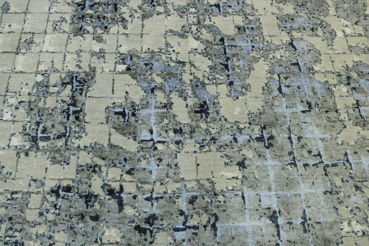 Back of Transitional Abstract Design hand-knotted rug