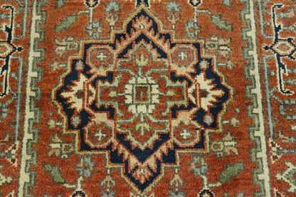 Tribal Heriz rug corner detail