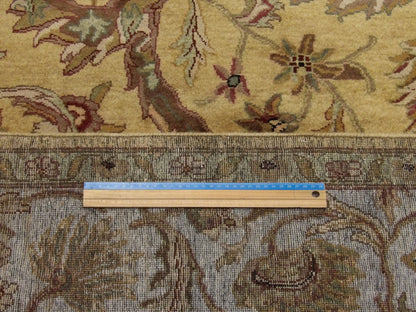 Blue & Gold Fine Kashan Tie Dye rug in room setting