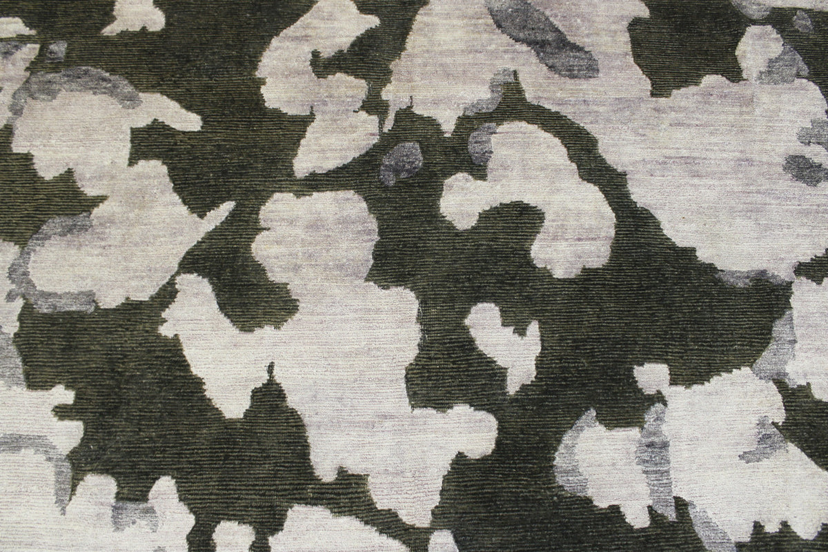 Back of Transitional Abstract Broken Design hand-knotted rug