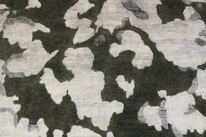 Back of Transitional Abstract Broken Design hand-knotted rug