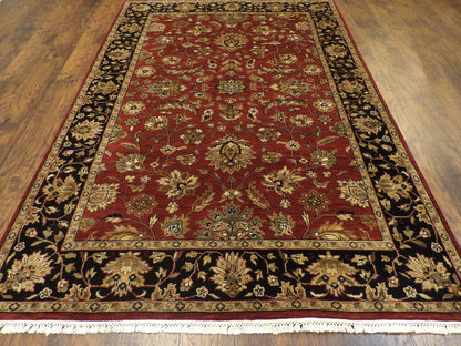 Back of hand-knotted Jaipur Kashan rug showing construction