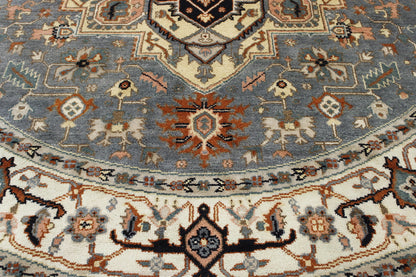 Tribal Indo Heriz rug border detail