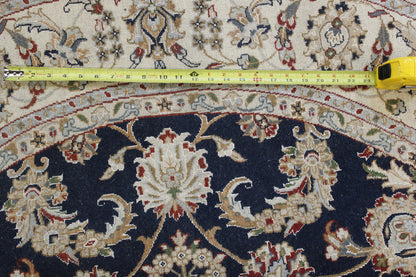 Blue & Beige Traditional Indo Nain rug in room setting