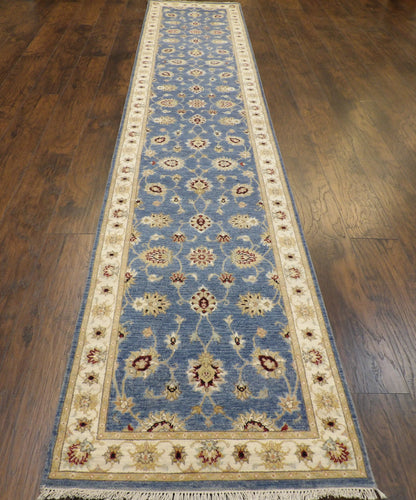 Kashan Oushak / Peshawar hand-knotted wool runner in Blue, 2'8" x 13'7", SKU W1158